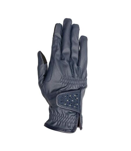 Unisex Adult Shimmer Riding Gloves Navy Silver Hy