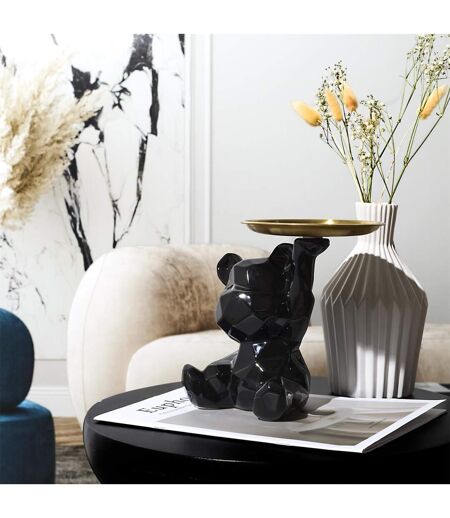 Vide-Poche Statue Ourson 18cm Noir
