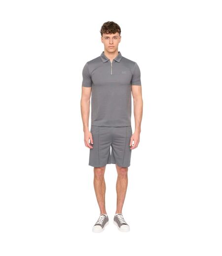 Mens Medford Pintuck Everyday Polo And Shorts Set Grey Duck And Cover