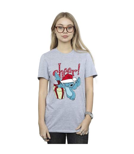 Disney Femmes/Les femmes Lilo And Stitch Cheer Cotton Boyfriend T-Shirt (Gris sportif) - UTBI30058
