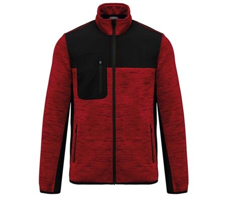 Veste recylée en polytricot - WK9108 - rouge chiné et noir