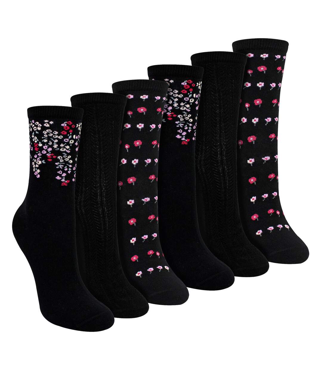 Sock Snob - 6 Paires Chaussettes Femme Fleuries en Coton Douces et Confortables-1