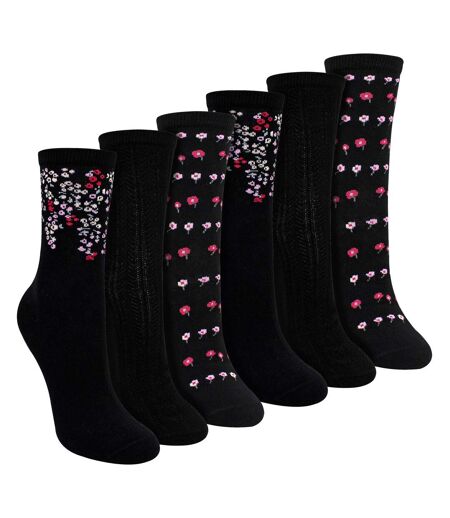 Sock Snob - 6 Paires Chaussettes Femme Fleuries en Coton Douces et Confortables