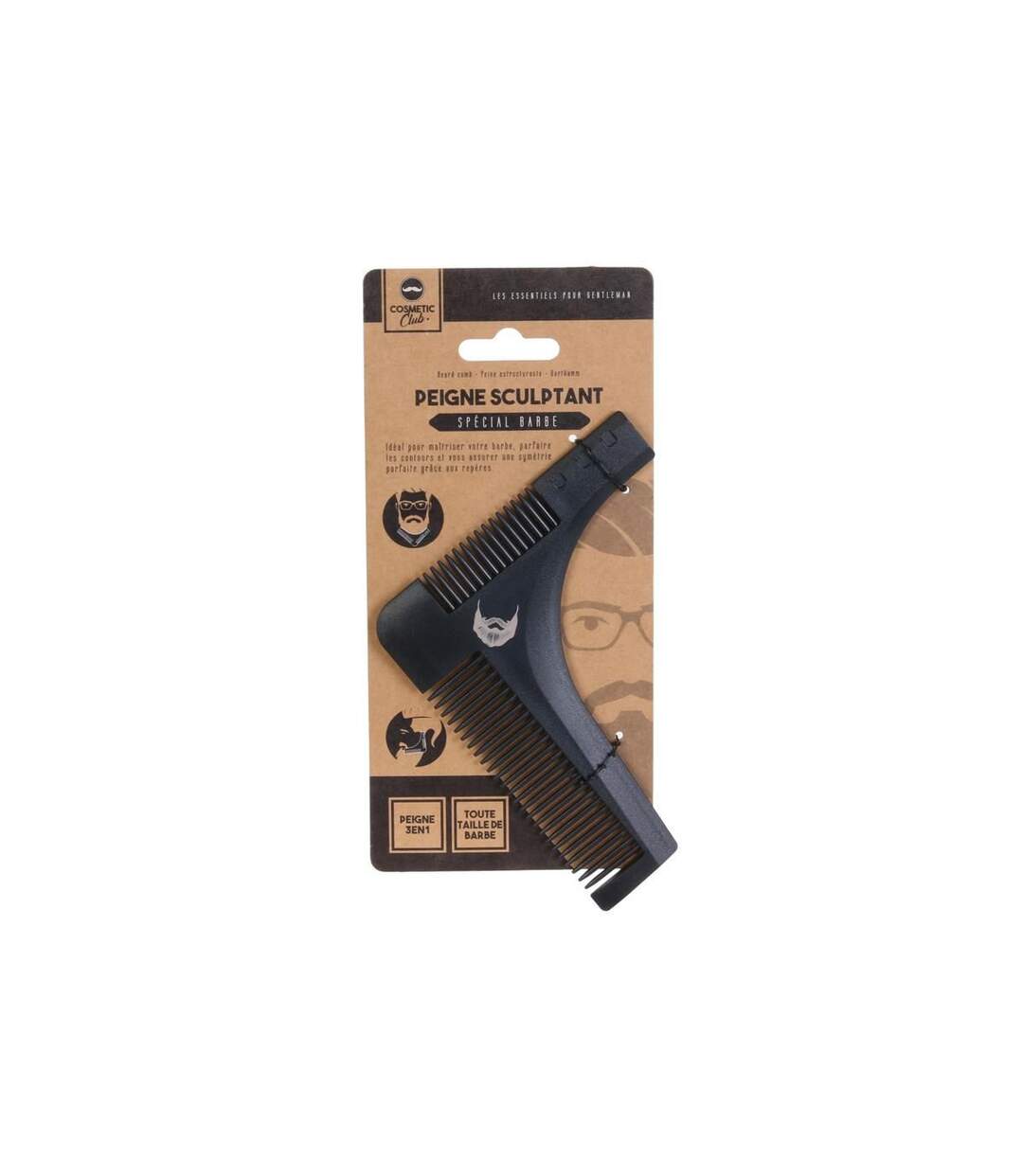 Peigne Sculptant pour Barbe 3 en 1 15cm Noir-3
