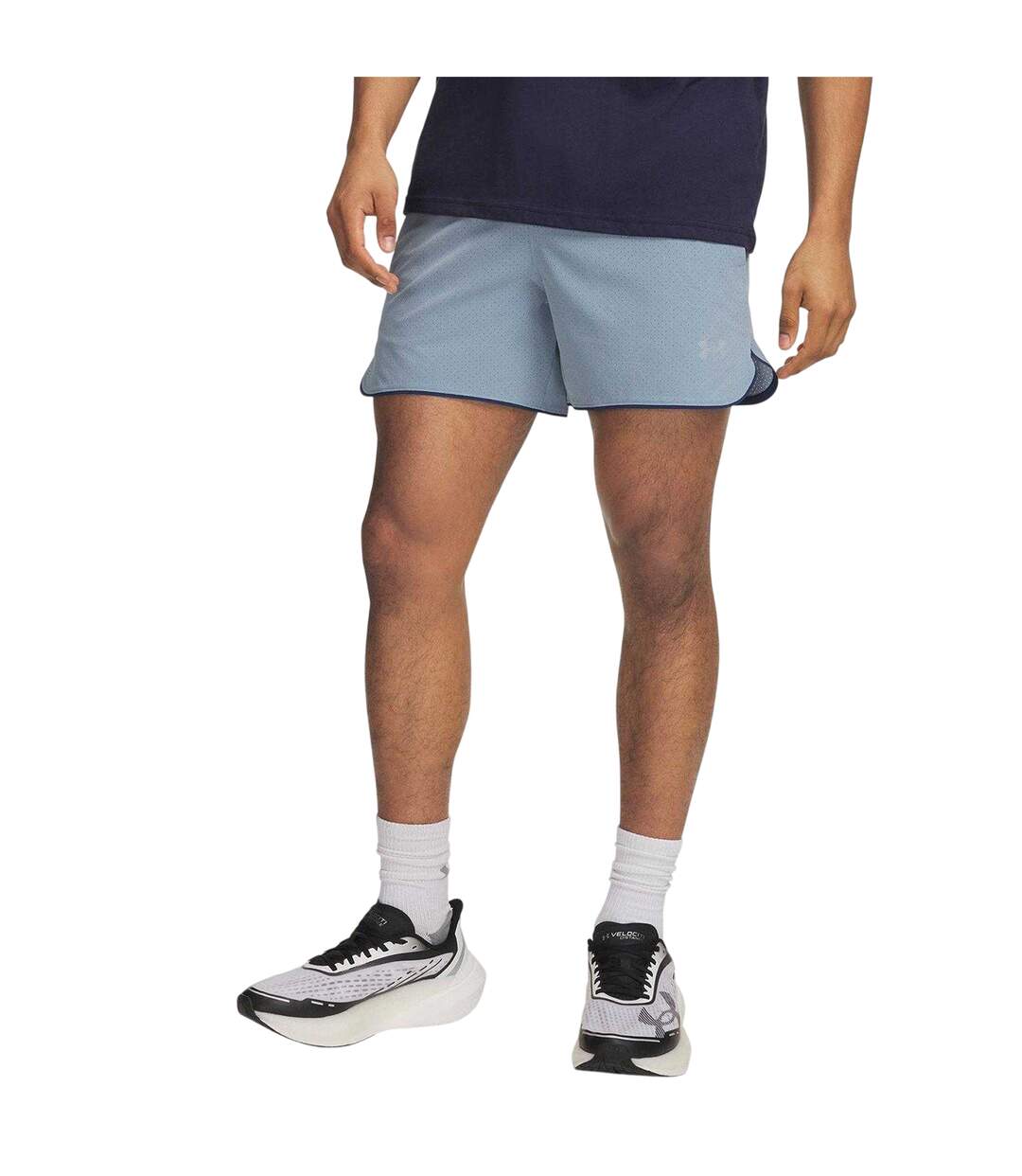 Mens Velociti Perforated Athletic Running Shorts Grey Blue Under Armour-3