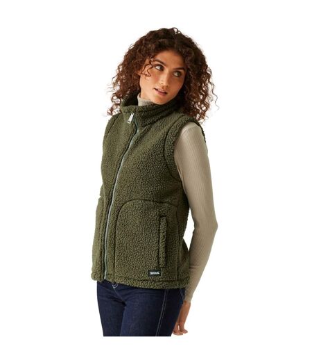 Womens/ladies calmry borg fleece lined gilet dark khaki Regatta