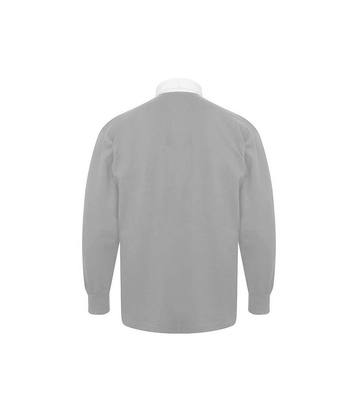 Front Row Long Sleeve Classic Rugby Polo Shirt (Heather Grey/ White) - UTRW478