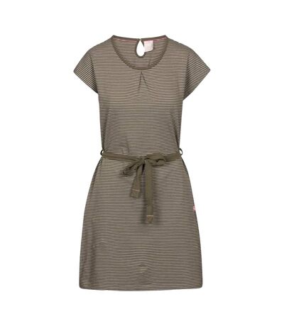 Womens/ladies Lidia Round Neck Cotton Dress Herb Stripe Trespass