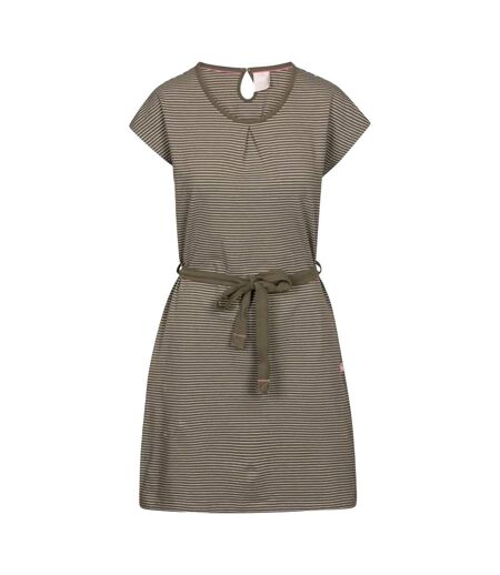 Womens/ladies Lidia Round Neck Cotton Dress Herb Stripe Trespass