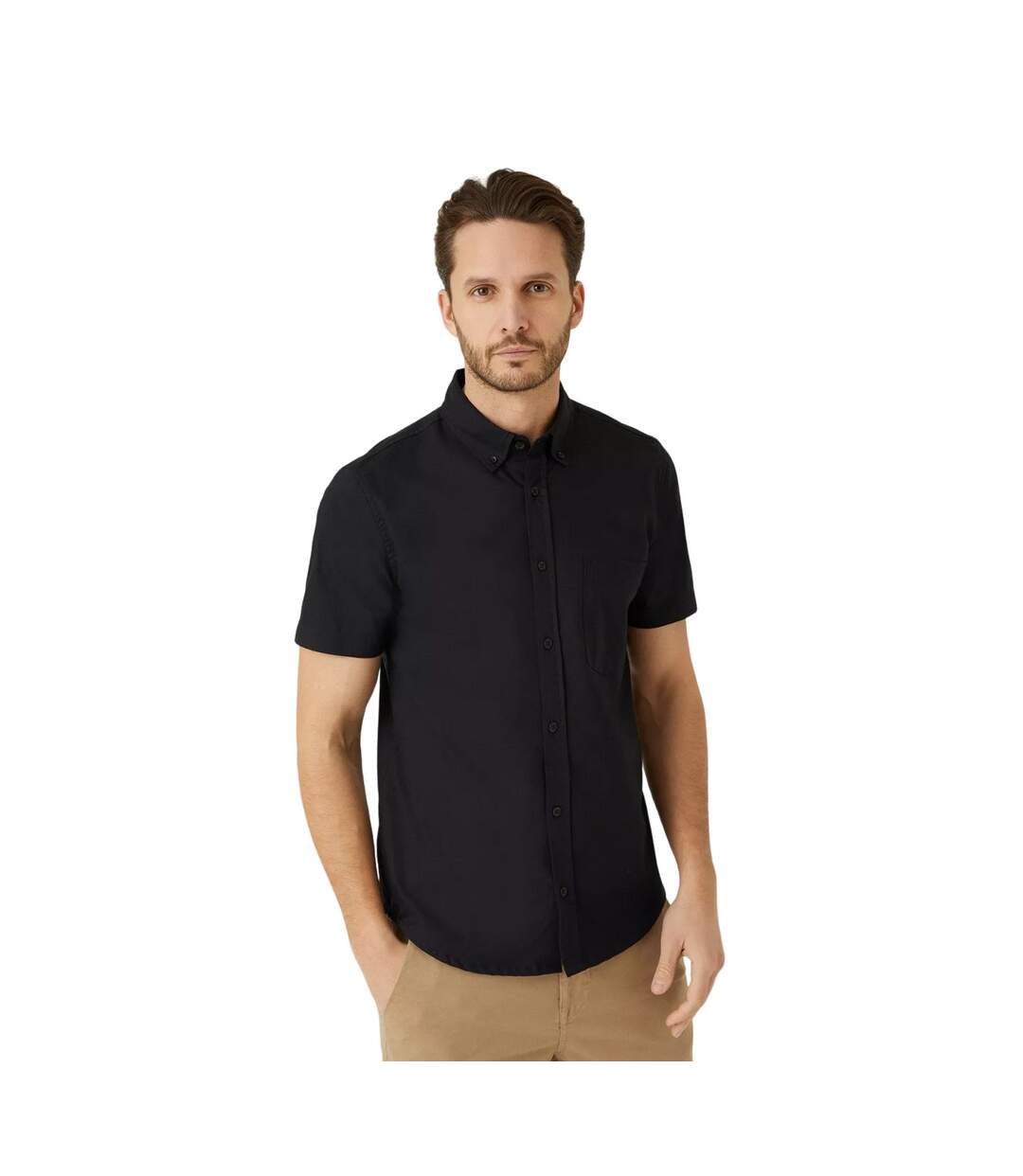 Mens oxford slim short-sleeved shirt black Burton-1