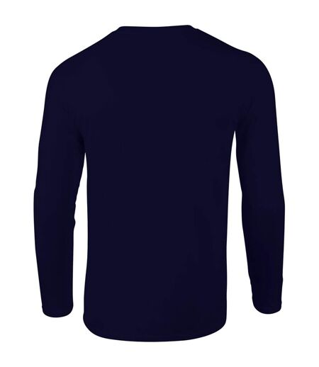 Pack Of 5   Mens Soft Style Long Sleeve T-shirt Navy Gildan