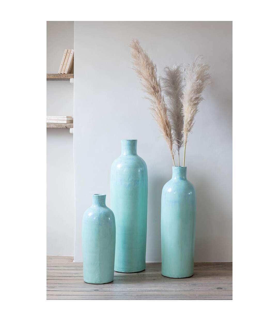 Vase Bouteille Déco Justine 100cm Bleu-3