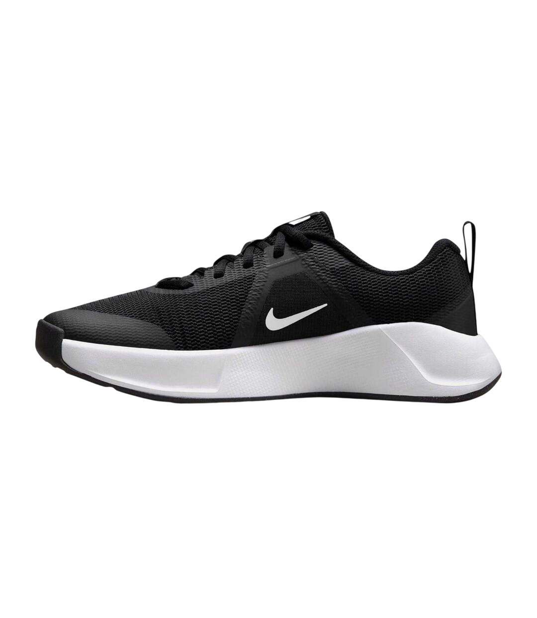 Womens/ladies Leather Flat Heel Flat Trainers Black White Nike-3