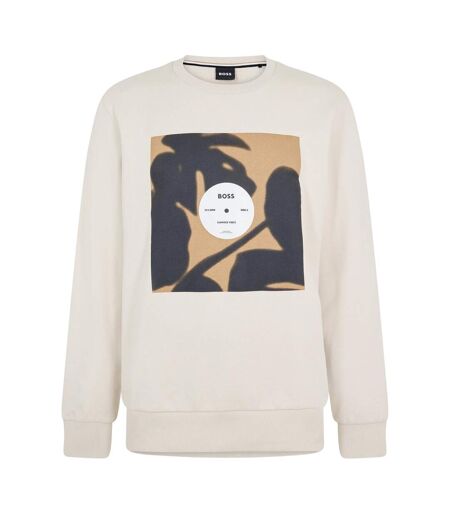 Mens Soleri 88 Ribbed Crew Neck Sweatshirt Cream Boss