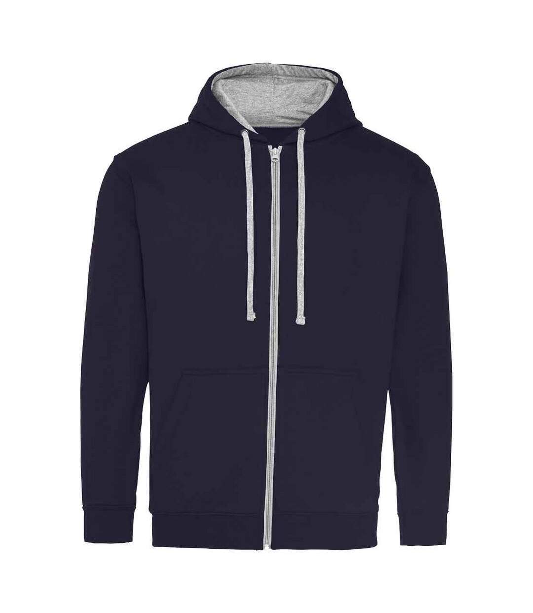 Sweat À Capuche Varsity Adulte Nouveau Bleu Marine Gris Chiné Awdis-1