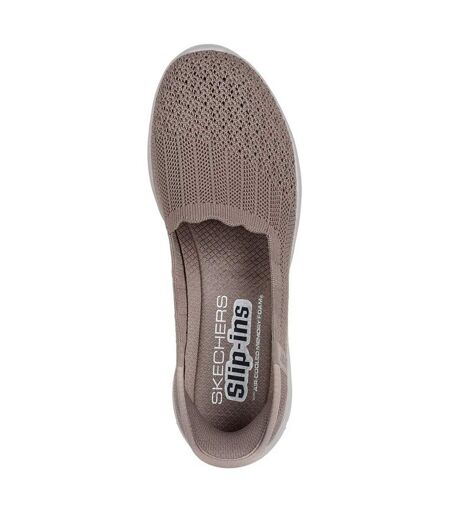 Womens/ladies Seager Believe It Trainers Dark Taupe Skechers