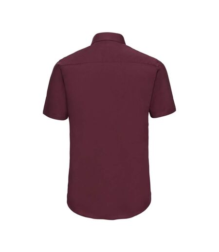 Chemise Manches Courtes Homme Bordeaux Sombre Russell Collection