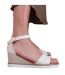 Womens/ladies dusk buckle pu ankle strap wedge cream Where´s That From