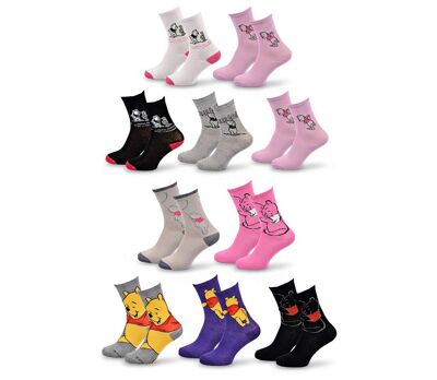 Disney – Chaussettes Femme Licence Winnie l’ourson Pack de 10 Paires MIX SURPRISE