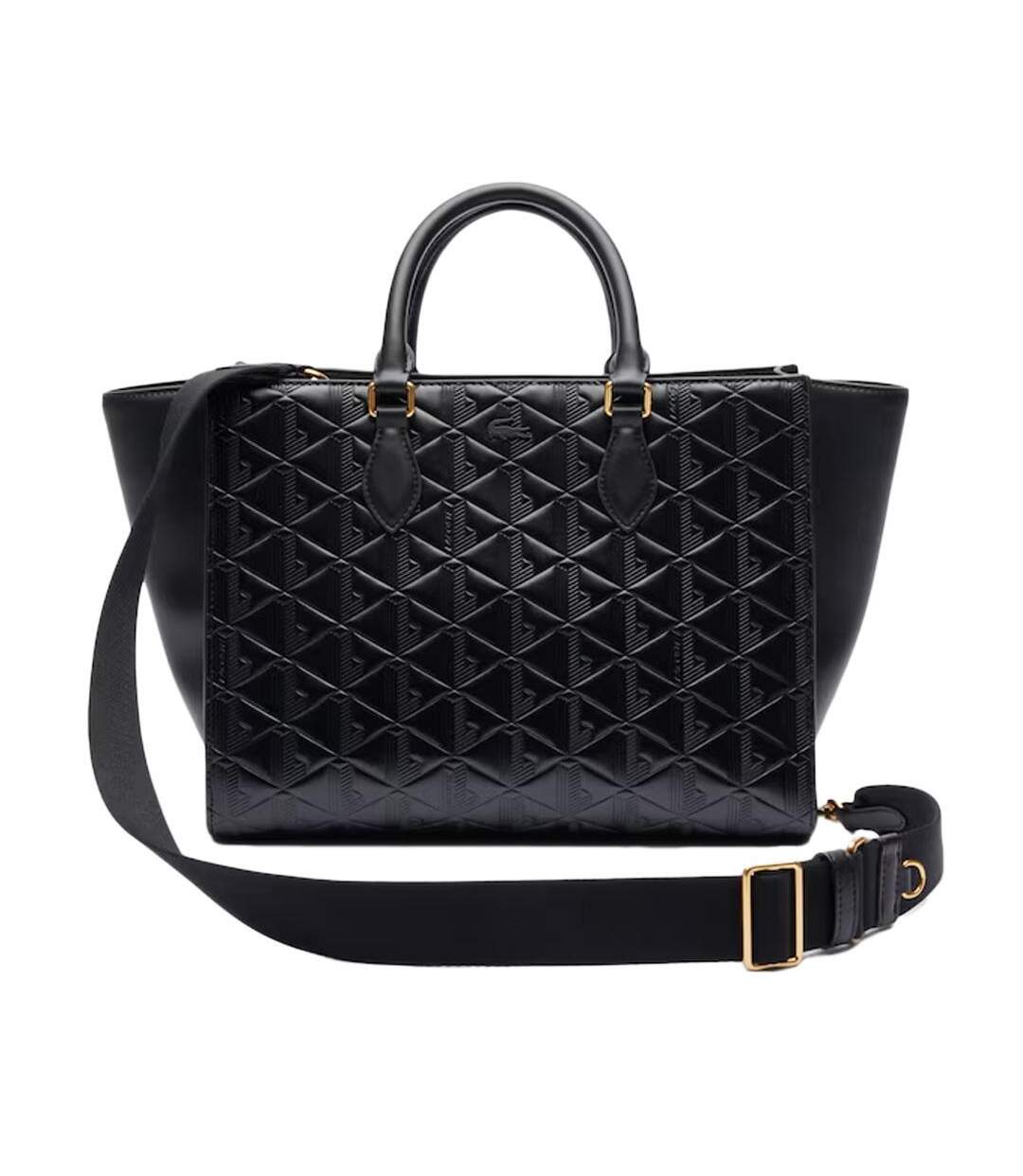 Sac à main noir femme lacoste lage maheki monogram-1