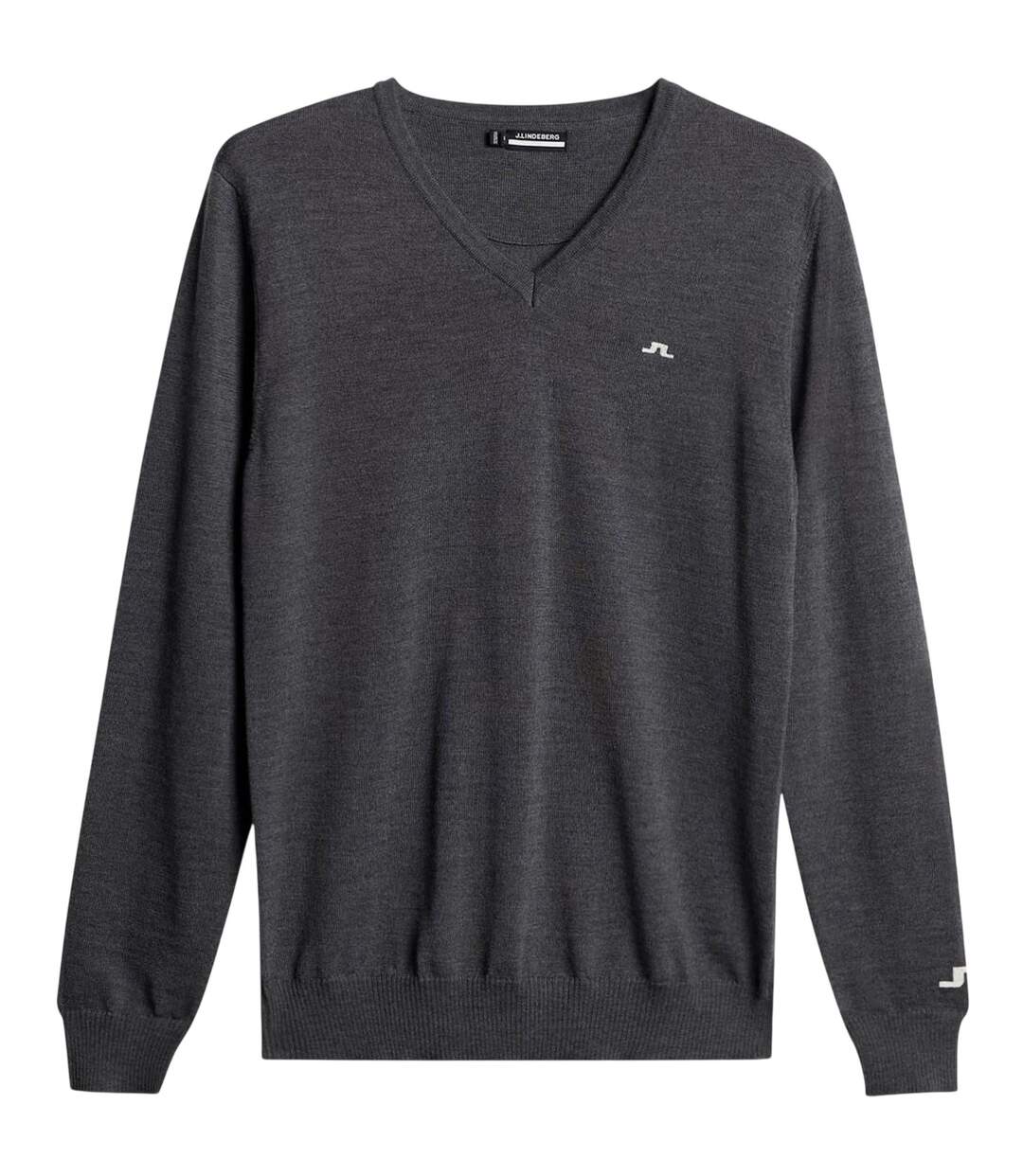 Mens Lymn Embroidered Logo Knitted V Neck Sweatshirt Grey Melange J.Lindeberg-2