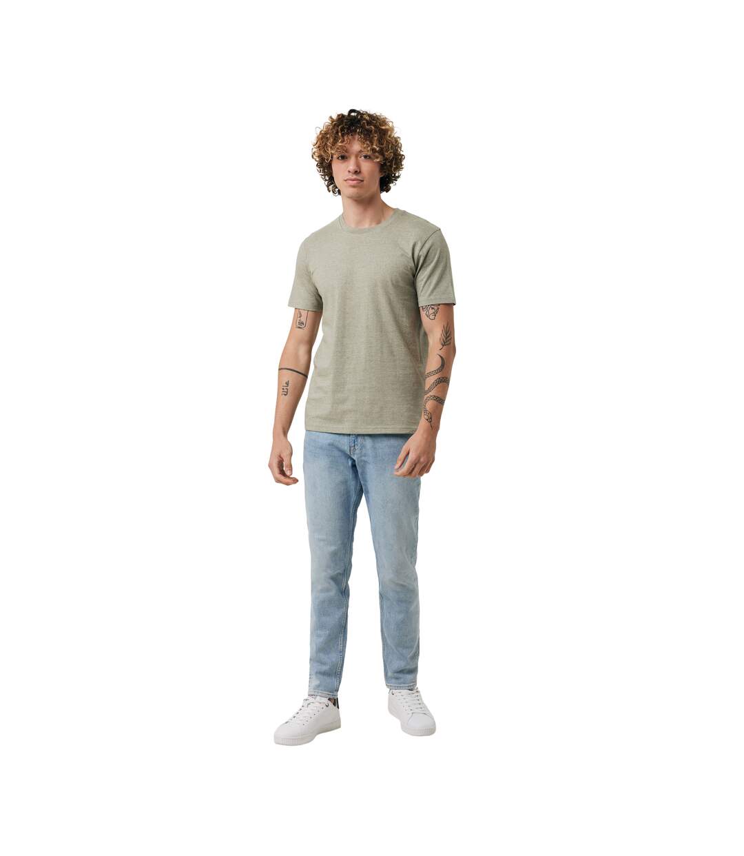Unisex adult brett recycled cotton t-shirt light heather green Iqoniq-3