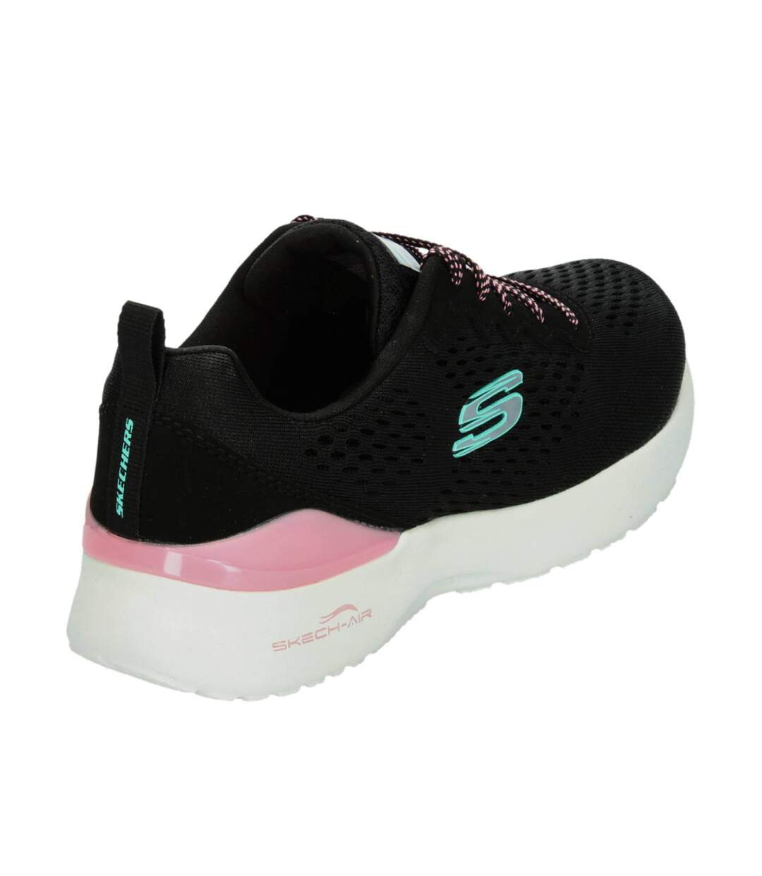 Womens/ladies Skech-air Mesh Trainers Black Pink Skechers-2