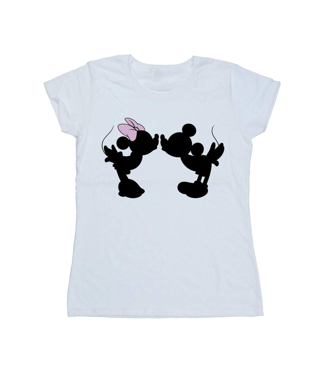 Disney T-shirt en coton Mickey Minnie Kiss Silhouette - Femmes/Dames (Blanc) - UTBI33068-1