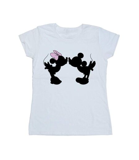 Disney T-shirt en coton Mickey Minnie Kiss Silhouette - Femmes/Dames (Blanc) - UTBI33068