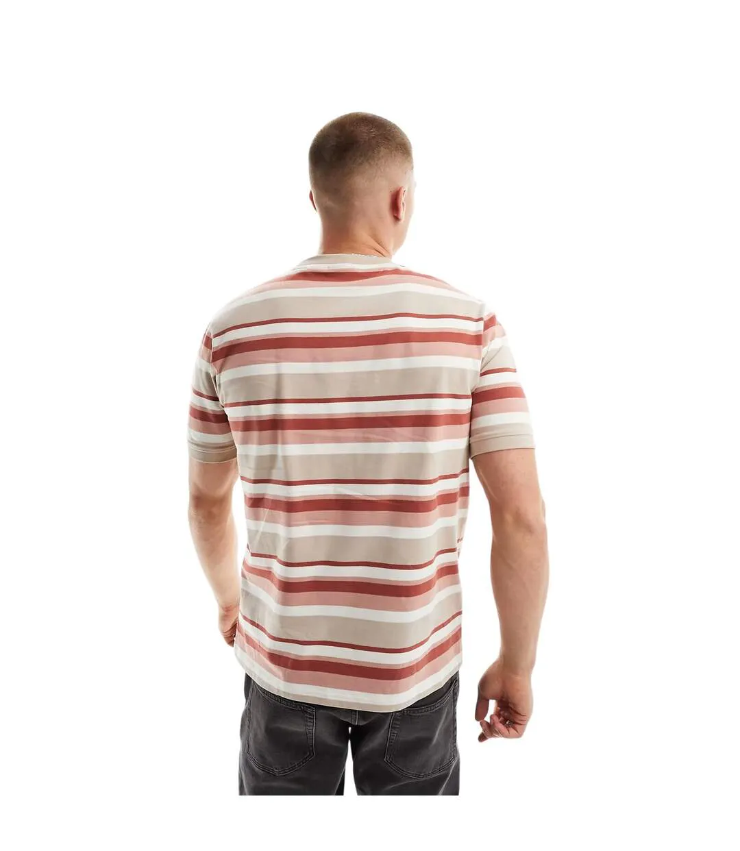 T-shirt Motif/style À Rayures Diragolino Homme Rose Blanc Hugo-3