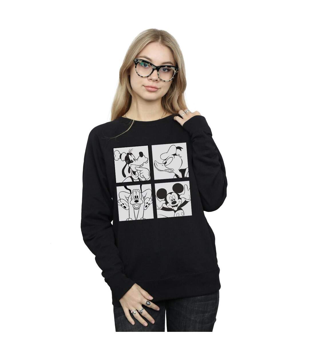 Disney Sweat-shirt Mickey, Donald, Goofy et Pluto en boîte - Femmes/Ladies (Noir) - UTBI26804-2