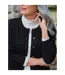 Womens/ladies Lambswool Crew Neck Cardigan Black WoolOvers-2