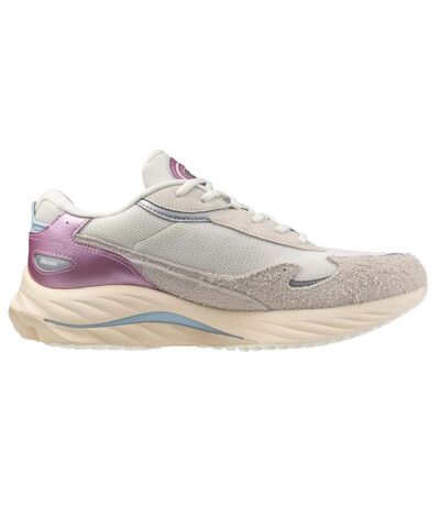 Baskets wave rider beta sportstyle homme sable blanc / jaune or / bleu ciel Mizuno