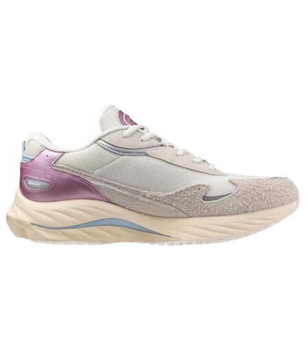 Baskets wave rider beta sportstyle homme sable blanc / jaune or / bleu ciel Mizuno