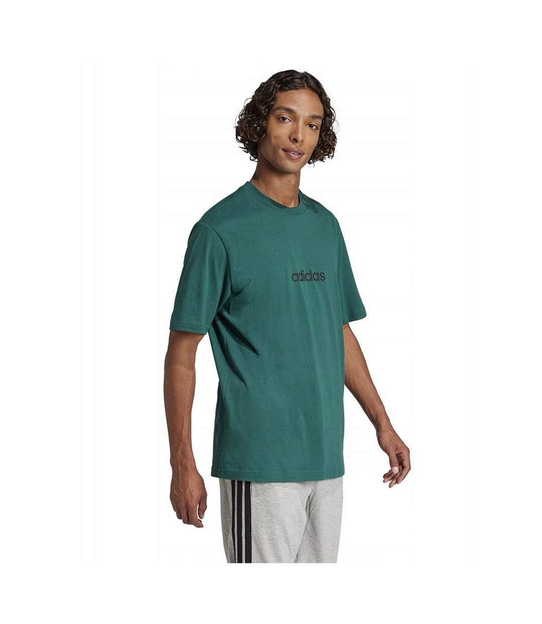 T-shirt Essentials Linear Homme Vert Adidas-1