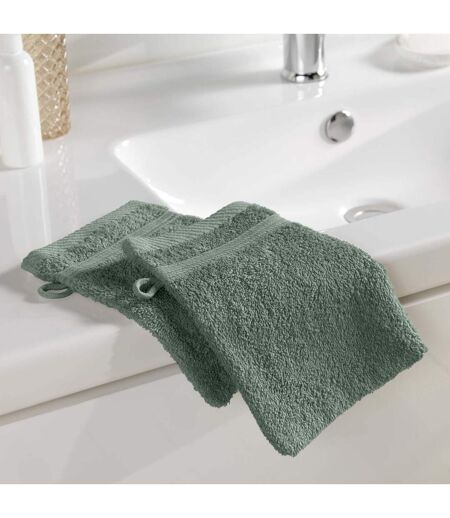 Lot de 2 Gants de Toilette Tendresse 15x21cm Vert Cèdre