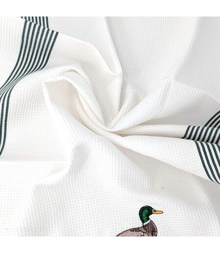 Torchon nid d'abeille WAFFLE brodé Canard