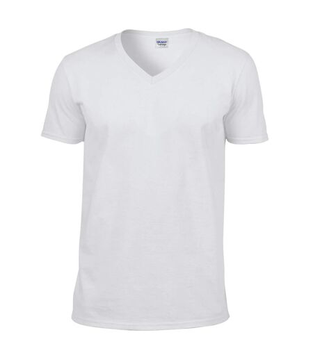 T-shirt À Manches Courtes Et Col En V Homme Blanc Gildan