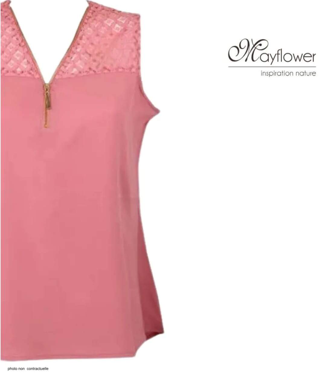 Mayflower CHF3053D Chemisier uni sans manches en crêpe fluide pour un look d'été élégant-4