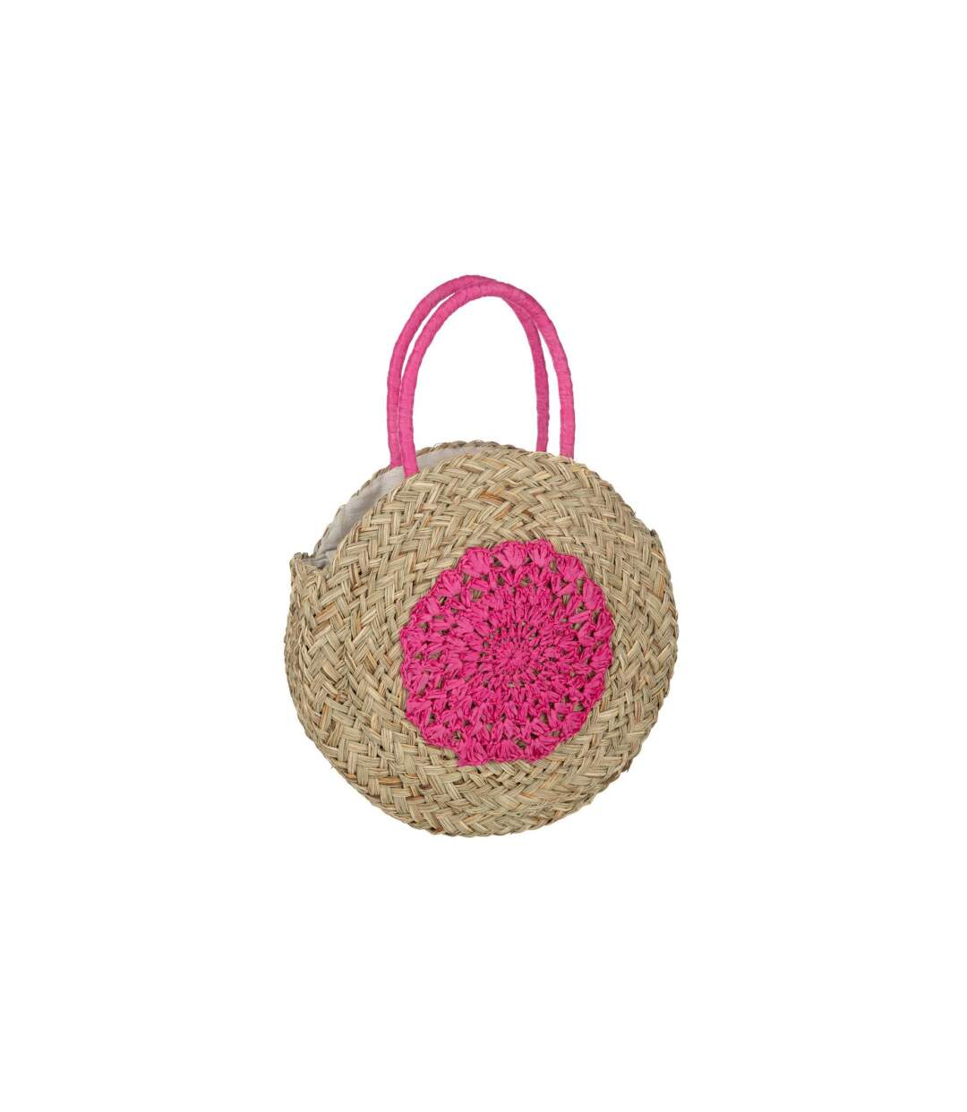 Sac de Plage Fleur 40cm Naturel & Fuchsia-1