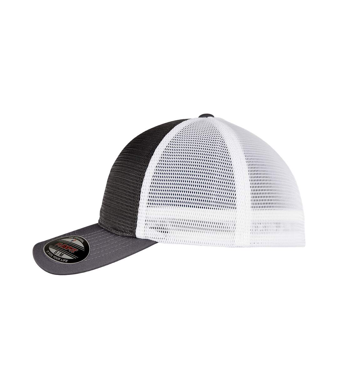 Casquette omnimesh adulte gris foncé / blanc Flexfit-3