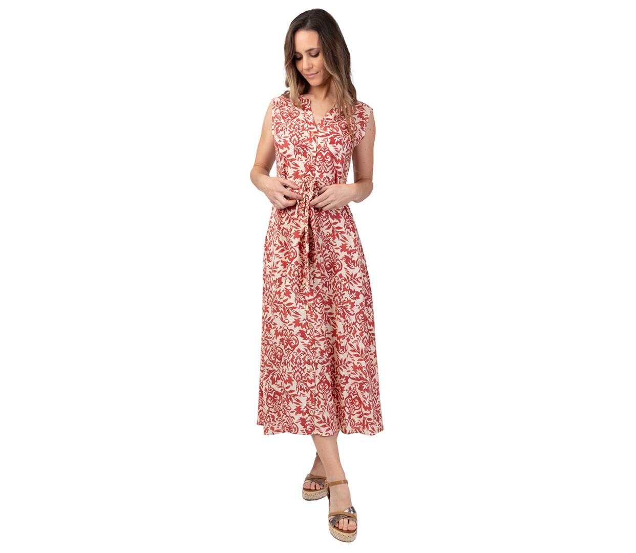 Robe longue féminine LEANA motif ethnique baroque Coton Du Monde-1