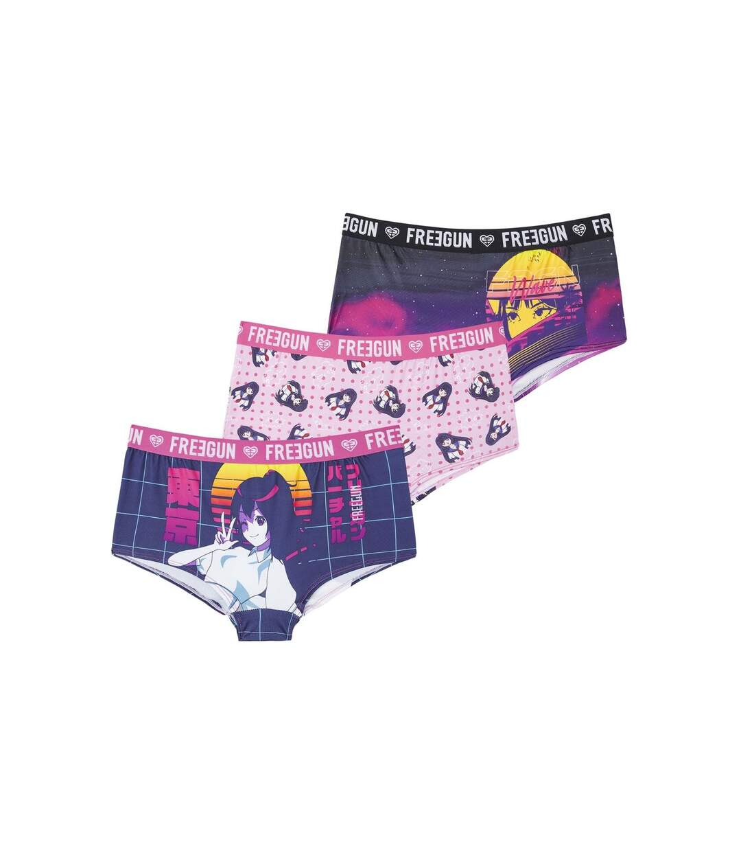 Lot de 3 Boxers femme Manga neon Freegun-1