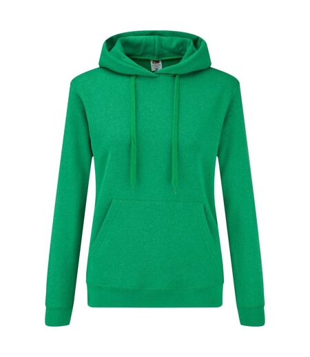 Sweat À Capuche Femme Vert Chiné Fruit Of The Loom