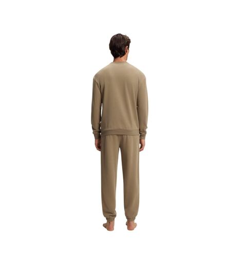 Mens Chevron Drop Shoulder Relaxed Fit Sweatshirt Brown Boss