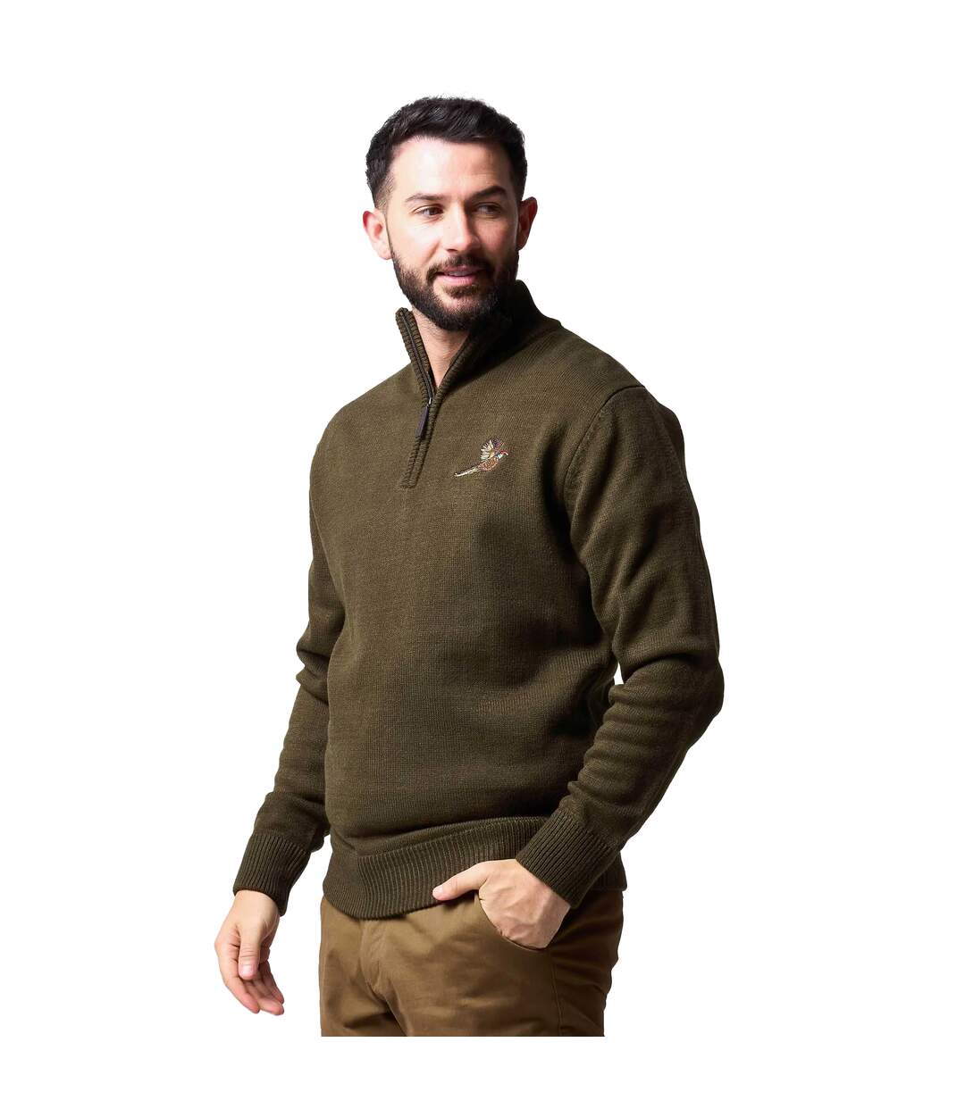Sweat Motif/style Faisan Homme Vert Olive Jack Pyke-2
