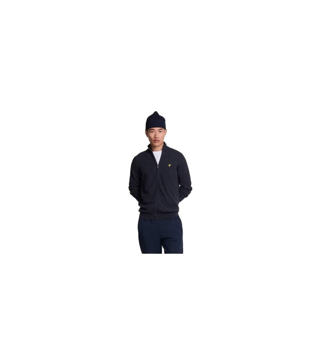 Veste Unie À Col Montant Côtelé Homme Bleu Marine Chiné Lyle & Scott-1