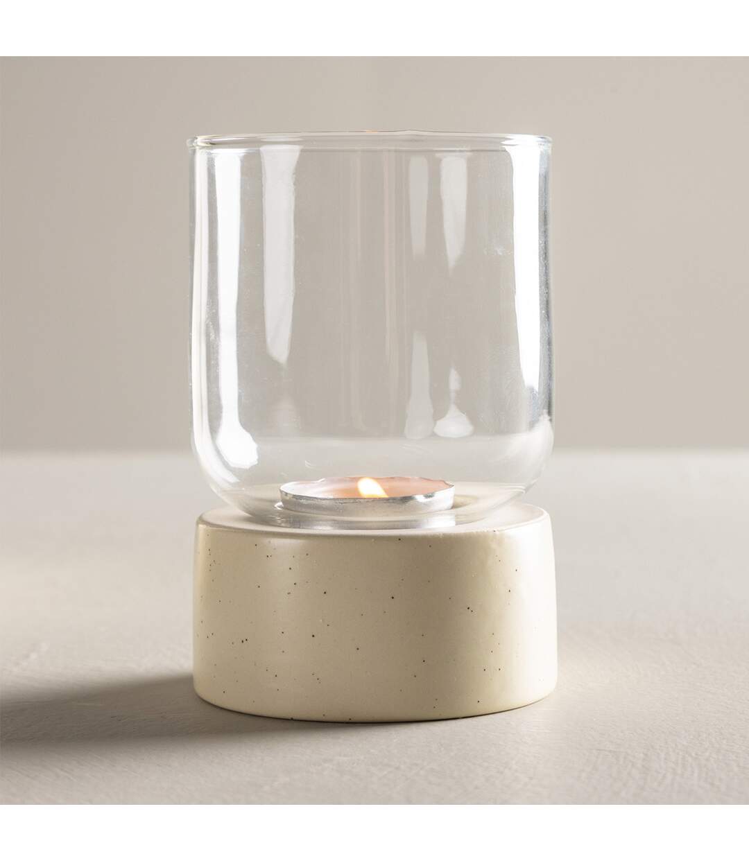 Lanterne en Verre Vica 12cm Beige-2