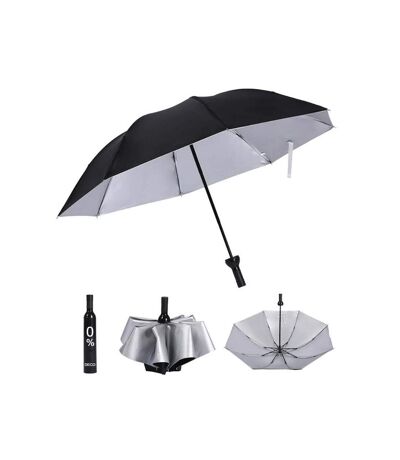 Parapluie pliant noir homme ou femme solide en forme de bouteille