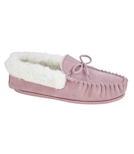 Emily Chaussons Style Mocassins Femme Rose Mokkers
